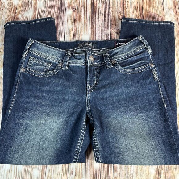 Silver Jeans AIKO Mid Capri Womens Size 30 Blue Low Rise Denim Crop Pants 30x24 - Picture 3 of 13